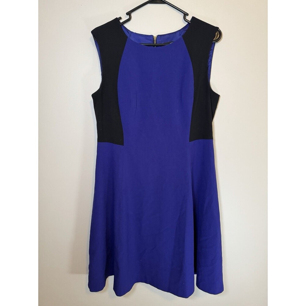 Nine West Shift Dress Fit and Flare Women 10 Blue Black Office Business